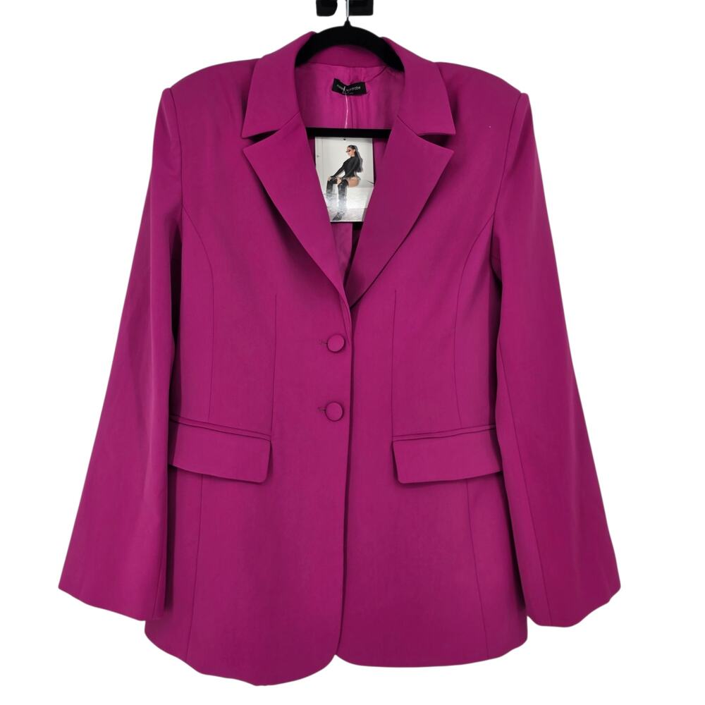 NWT Naked Wardrobe Fuchsia Pink Pur-Suit Me Oversized Blazer Size XL